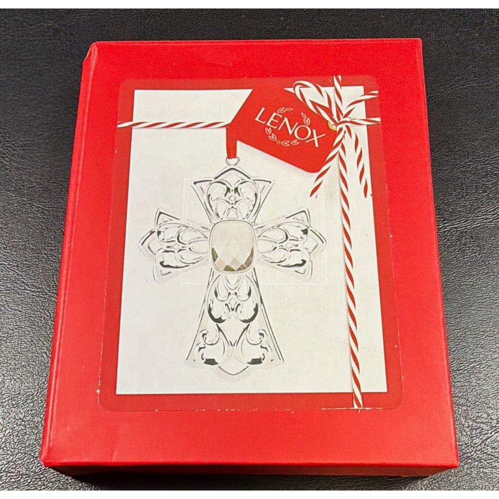 Lenox Bejeweled Silver Cross Hanging Christmas Ornament Religious 856360 NIB